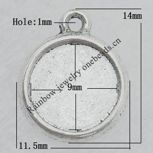 Pendant Lead-free Zinc Alloy Jewelry Findings, O:14x11.5mm I:9mm Hole:1mm Sold by Bag