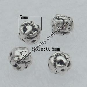 Bead Lead-free Zinc Alloy Jewelry Findings, Flower 5mm Hole:0.5mm Sold by Bag