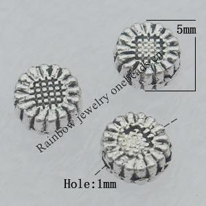 Bead Lead-free Zinc Alloy Jewelry Findings, 5mm Hole:1mm Sold by Bag