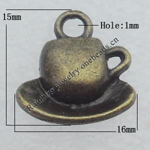 Pendant Lead-free Zinc Alloy Jewelry Findings, 15x16mm Hole:1mm Sold by Bag