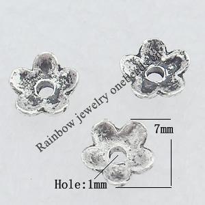 Bead Caps Lead-free Zinc Alloy Jewelry Findings, 7mm Hole:1mm Sold by Bag