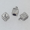 Zinc Alloy Cord End Caps Lead-free, 10x10mm Hole:Big:4mm Small:1mm Sold by Bag