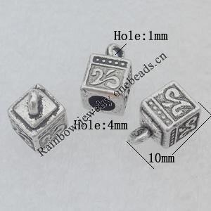 Zinc Alloy Cord End Caps Lead-free, 10x10mm Hole:Big:4mm Small:1mm Sold by Bag