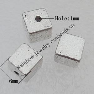 Bead Lead-free Zinc Alloy Jewelry Findings, 6x6mm Hole:1mm Sold by Bag