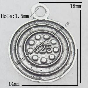 Pendant Lead-free Zinc Alloy Jewelry Findings, 14x18mm Hole:1.5mm Sold by Bag