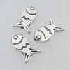 Bead Lead-free Zinc Alloy Jewelry Findings, Fish 12x7mm Hole:1mm Sold by Bag