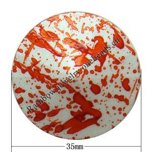 Spray-Painted Acrylic Beads, Flat Round 35x35x10mm hole:1mm Sold by Bag