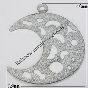 Iron Jewelry finding Pendant Lead-free, Moon 39x40mm Hole:3mm, Sold by Bag