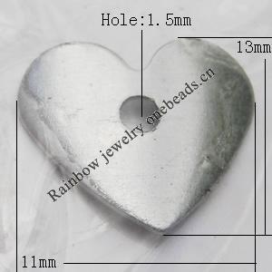 Iron Jewelry finding Pendant Lead-free, Heart 11x13x1mm Hole:1.5mm, Sold by Bag