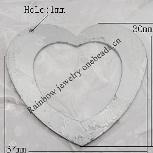 Iron Jewelry finding Pendant Lead-free, Heart 30x37x1mm Hole:1mm, Sold by Bag
