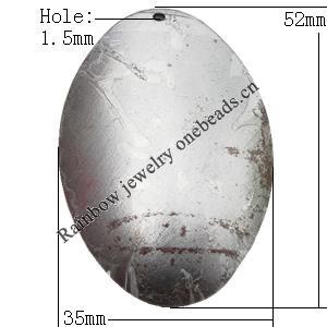 Iron Jewelry finding Pendant Lead-free, Oval 52x35x3mm Hole:1.5mm, Sold by Bag