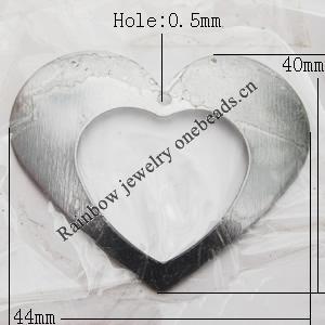 Iron Jewelry finding Pendant Lead-free, Hollow Heart 40x44x1mm Hole:0.5mm, Sold by Bag