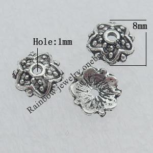 Bead Caps Lead-free Zinc Alloy Jewelry Findings, 8mm Hole:1mm Sold by Bag