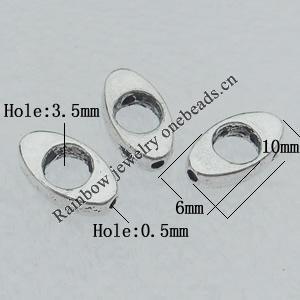 Bead Lead-free Zinc Alloy Jewelry Findings, 10x6mm Hole:Big:3.5mm Small:0.5mm Sold by Bag