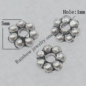 Spacer Lead-free Zinc Alloy Jewelry Findings, 5mm Hole:1mm Sold by Bag