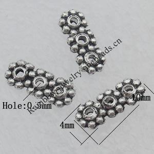Spacer Lead-free Zinc Alloy Jewelry Findings, 10x4mm Hole:0.5mm Sold by Bag