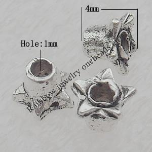 Bead Lead-free Zinc Alloy Jewelry Findings, 4x4mm Hole:1mm Sold by Bag