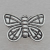 Bead Lead-free Zinc Alloy Jewelry Findings, Butterfly 11x15mm Hole:1mm Sold by Bag