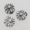 Bead Lead-free Zinc Alloy Jewelry Findings, Flat Flower 5x3.5mm Hole:0.5mm Sold by Bag