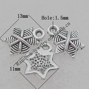Pendant Lead-free Zinc Alloy Jewelry Findings, 13x11mm Hole:1.5mm Sold by Bag