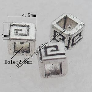 Bead Lead-free Zinc Alloy Jewelry Findings, 4.5x4mm Hole:2.5mm Sold by Bag