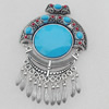 Pendant Lead-free Zinc Alloy Jewelry Findings, 107x66mm Hole:3mm Sold by Bag
