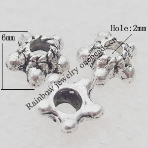 Bead Caps Lead-free Zinc Alloy Jewelry Findings, 6mm Hole:2mm Sold by Bag