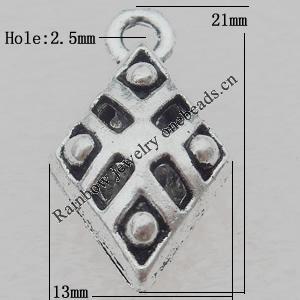 Pendant Lead-free Zinc Alloy Jewelry Findings, 21x13mm Hole:2.5mm Sold by Bag