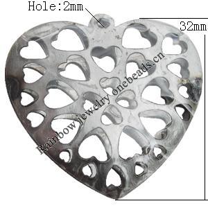 Iron Jewelry finding Pendant Lead-free, Hollow Heart 32x32mm, Sold by Bag