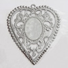 Iron Jewelry finding Pendant Lead-free, Heart 59.5x50.5mm Hole:2mm, Sold by Bag