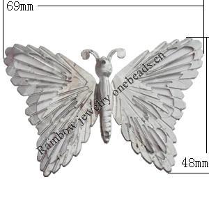 Iron Jewelry finding Pendant Lead-free, Butterfly 48x69mm, Sold by Bag