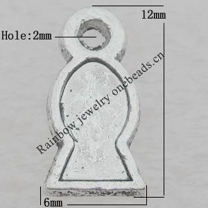 Pendant Lead-free Zinc Alloy Jewelry Findings, 12x6mm Hole:2mm Sold by Bag