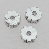 Bead Lead-free Zinc Alloy Jewelry Findings, Flat Flower 6x3mm Hole:1mm Sold by Bag