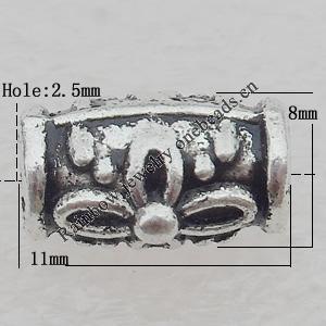 Bead Lead-free Zinc Alloy Jewelry Findings, Pillow 11x8mm Hole:2.5mm Sold by Bag