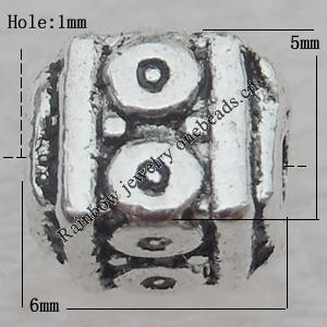 Bead Lead-free Zinc Alloy Jewelry Findings, 6x5mm Hole:1mm Sold by Bag