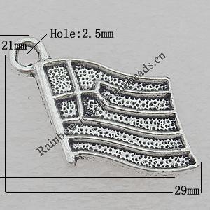 Pendant Lead-free Zinc Alloy Jewelry Findings, Flag 29x21mm Hole:2.5mm Sold by Bag