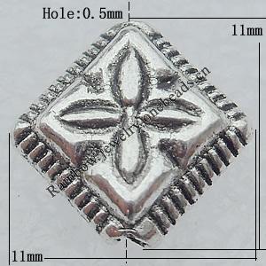 Bead Lead-free Zinc Alloy Jewelry Findings, 11x11mm Hole:0.5mm Sold by Bag