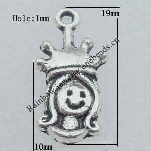 Pendant Lead-free Zinc Alloy Jewelry Findings, 19x10mm Hole:1mm Sold by Bag