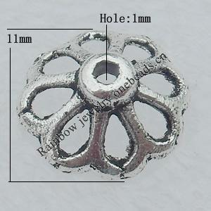 Bead Caps Lead-free Zinc Alloy Jewelry Findings, 11mm Hole:1mm Sold by Bag