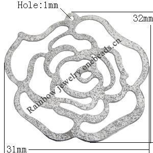 Iron Jewelry finding Pendant Lead-free, Flower 32x31mm Hole:1mm, Sold by Bag