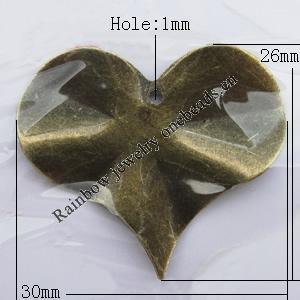 Iron Jewelry finding Pendant Lead-free, Twist Heart 30x26mm Hole:1mm, Sold by Bag