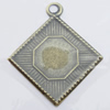 Iron Jewelry finding Pendant Lead-free, Diamond 25x29mm Hole:3mm, Sold by Bag