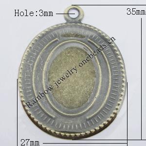 Iron Jewelry finding Pendant Lead-free, Oval 27x35mm Hole:3mm, Sold by Bag