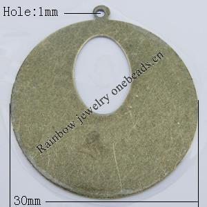 Iron Jewelry finding Pendant Lead-free, Round 30mm Hole:1mm, Sold by Bag