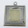 Iron Jewelry finding Pendant Lead-free, Square 28x33mm Hole:3mm, Sold by Bag