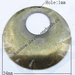 Iron Jewelry finding Pendant Lead-free, Donut 34mm Hole:1mm, Sold by Bag