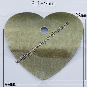 Iron Jewelry finding Pendant Lead-free, Heart 44x39mm Hole:4mm, Sold by Bag