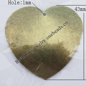 Iron Jewelry finding Pendant Lead-free, Heart 43x43mm Hole:1mm, Sold by Bag