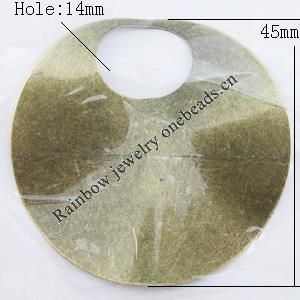 Iron Jewelry finding Pendant Lead-free, Round 45mm Hole:14mm, Sold by Bag