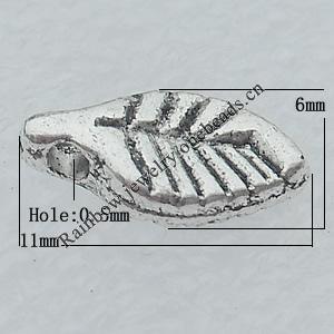 Pendant Lead-free Zinc Alloy Jewelry Findings, Leaf 11x6mm Hole:0.5mm Sold by Bag